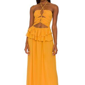 LPA Lia Maxi Dress in Mustard Yellow